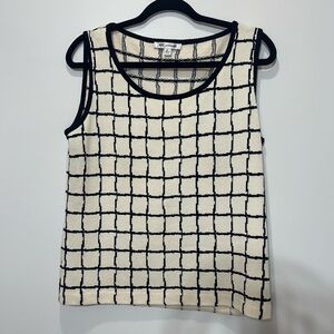 St. John knit Sleeveless Black and White windowpane top size medium
